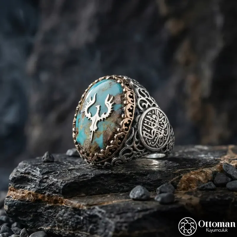 Firuze Taşlı Hiç Gümüş Yüzük