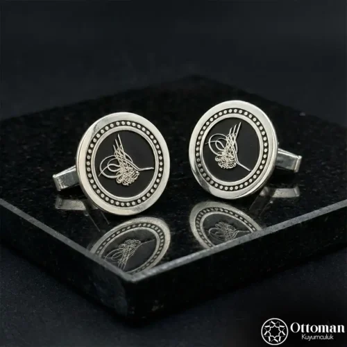 2 Osmanlı Tuğrası Gümüş Kol İğnesi