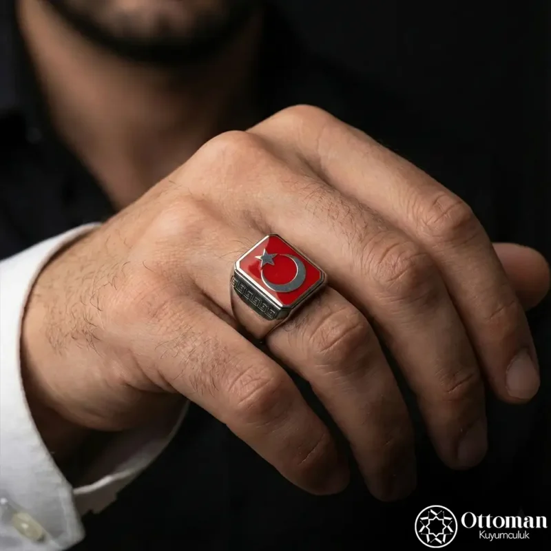 Ay Yıldız Gümüş Erkek Yüzük