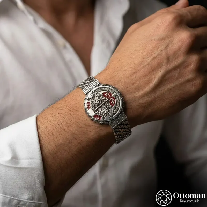 Göktürkçe Yazılı Gümüş Erkek Bileklik