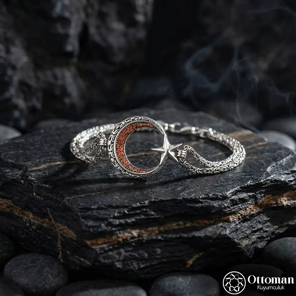 Star and Crescent Silver Bracelet