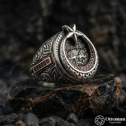 Ay Yıldızlı İsimli Gümüş Yüzük