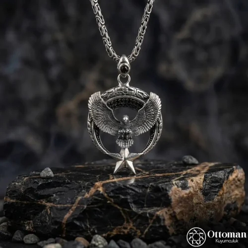 Ay Yıldız Kartal Gümüş Kolye