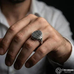 Hat Yazılı Gümüş Erkek Yüzük