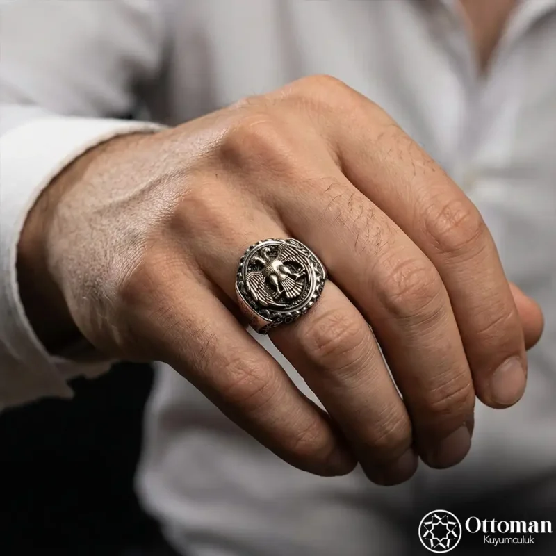 Çift Başlı Kartal Gümüş Yüzük