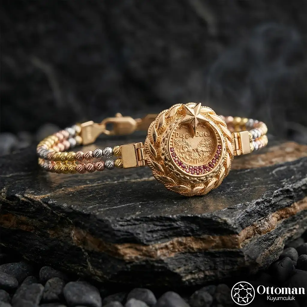 Star and Crescent Motif Silver Bracelet