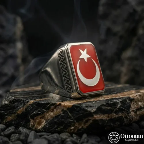 Ay Yıldız Gümüş Erkek Yüzük