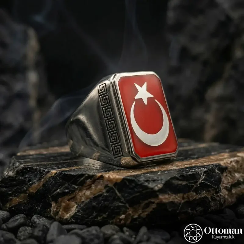 Ay Yıldız Gümüş Erkek Yüzük