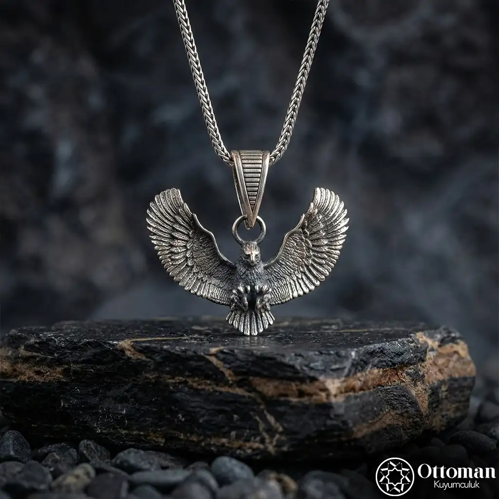 Efsane Eagle Silver Men's Necklace