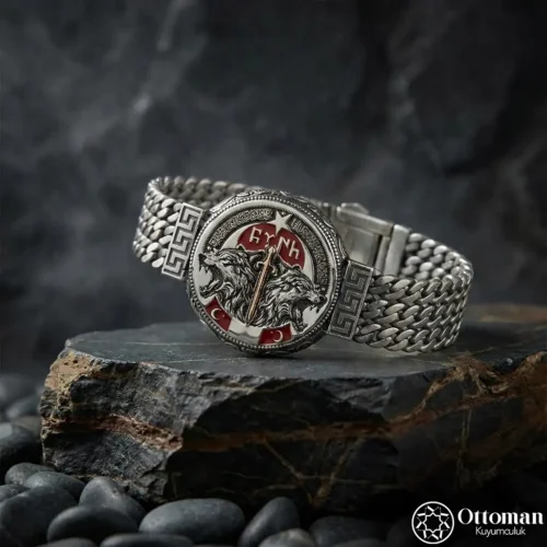 Göktürkçe Yazılı Gümüş Erkek Bileklik