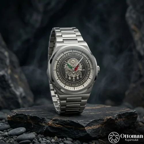 Osmanlı Sancağı Gümüş Kadranlı Erkek Kol Saati