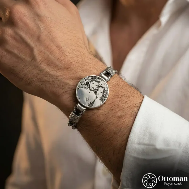 Fotoğraflı Gümüş Bileklik