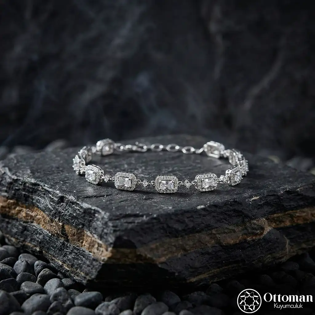 Baguette Stone-set Luxury Silver Women's Bracelet