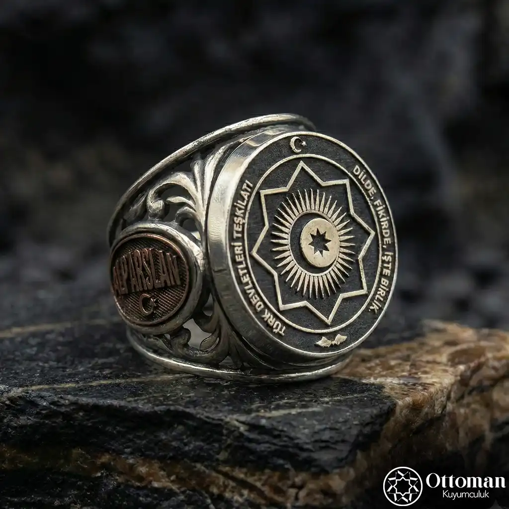 Turkish Union States Silver Ring