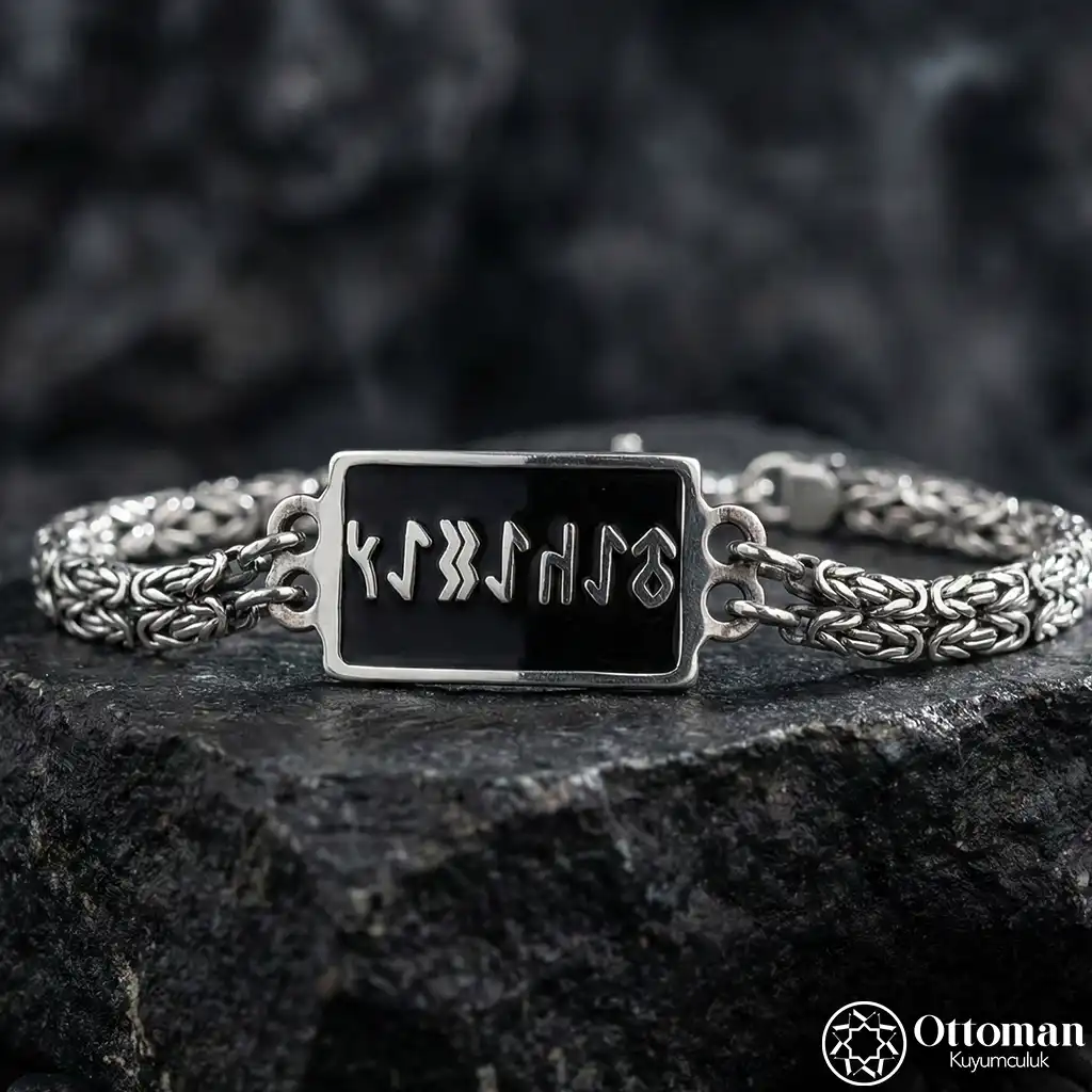 Göktürkçe Personalized Silver Bracelet