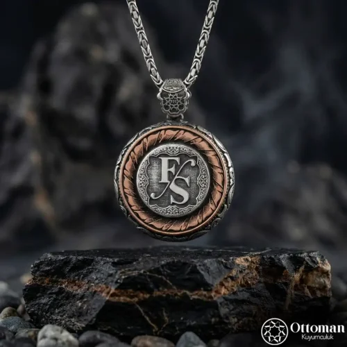 1 Harfli Gümüş Madalyon Kolye