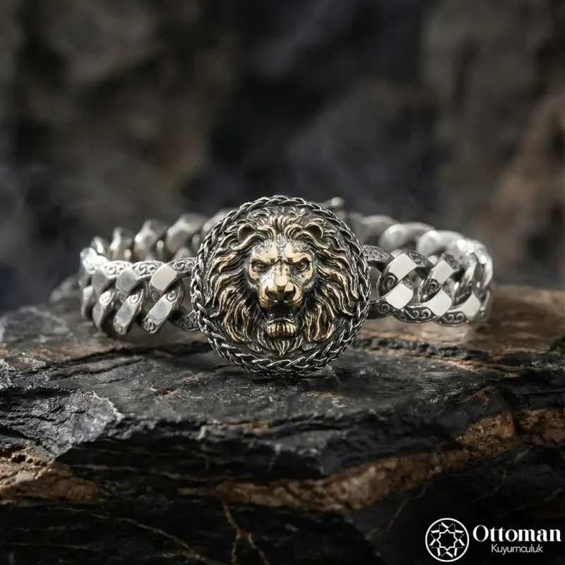 1 Aslan Figürlü Gümüş Bileklik