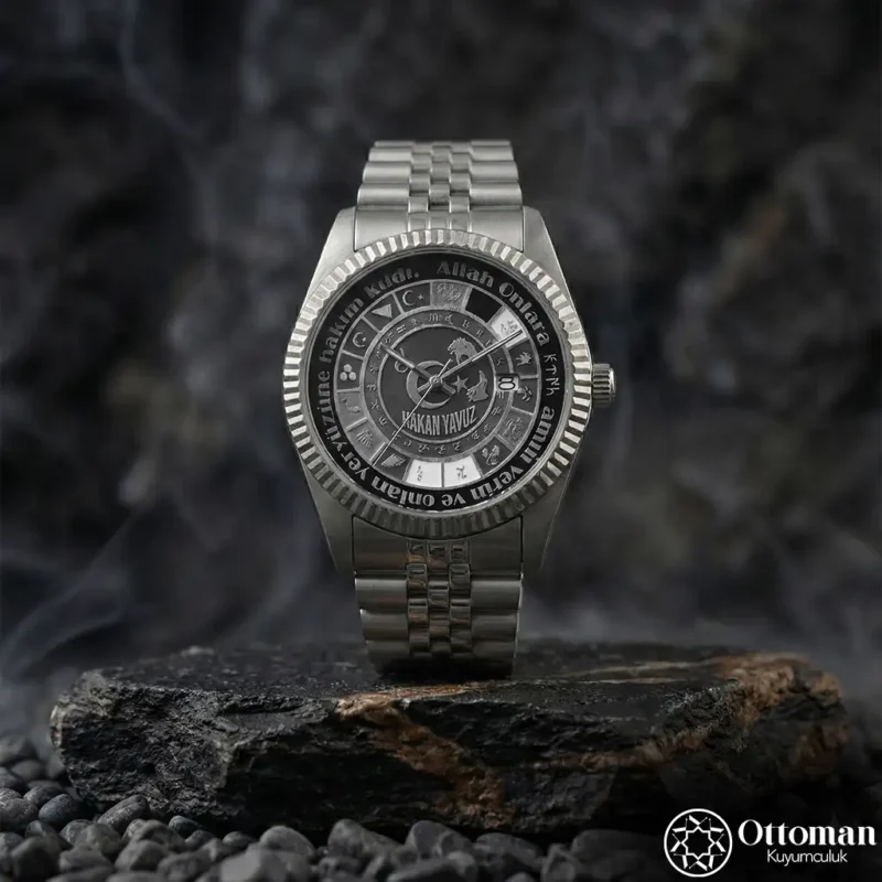 16 Türk Devleti Gümüş Kadranlı Erkek Kol Saati