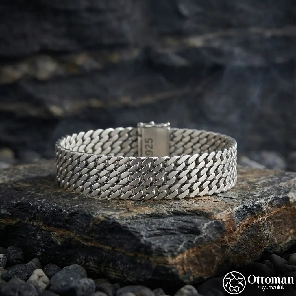 Asalet Gourmette Silver Chain Bracelet