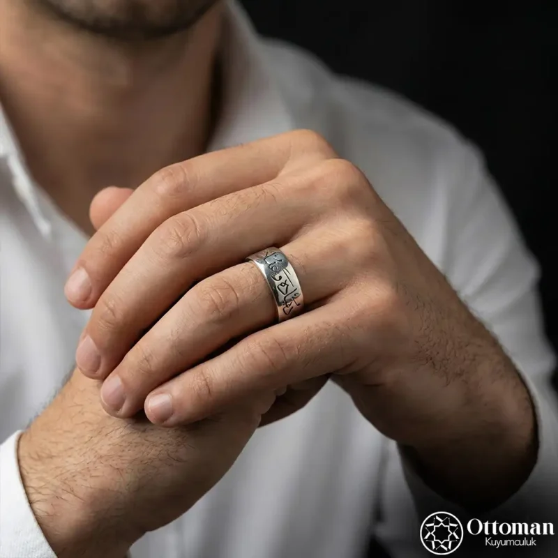 Dünyada ve Ukbada Yazılı Gümüş Erkek Alyans
