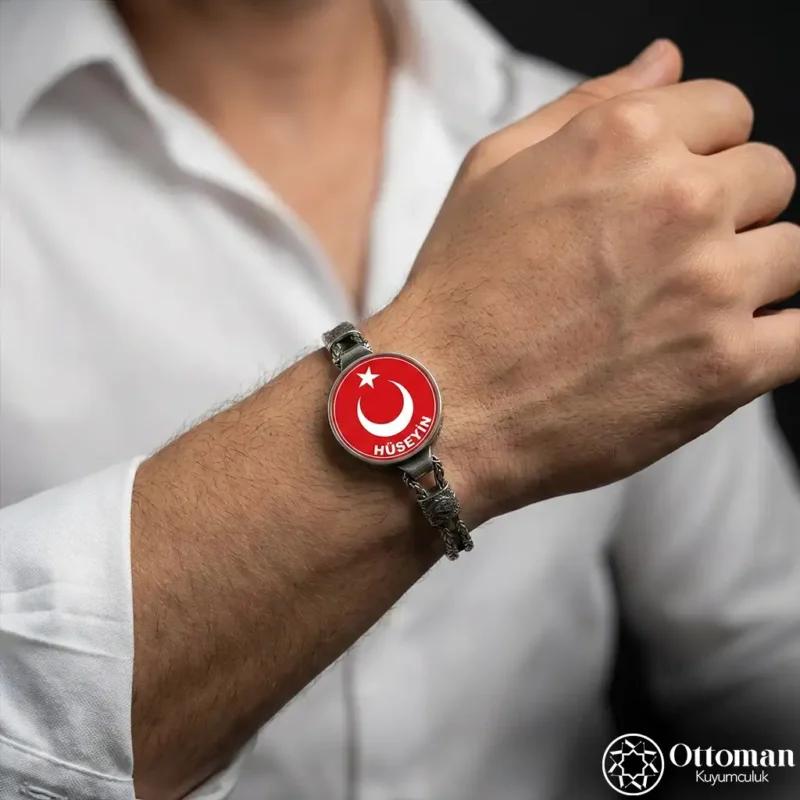 2 İsimli Ay Yıldız Gümüş Bileklik