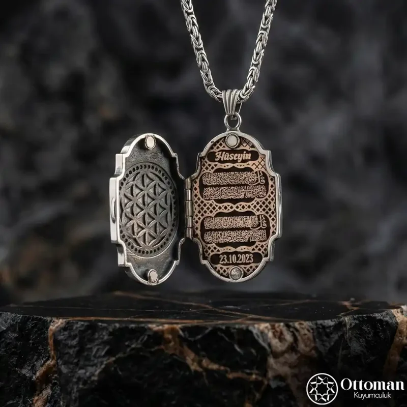 İsimli Dualı Kapaklı Gümüş Kolye