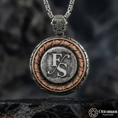 Harfli Gümüş Madalyon Kolye