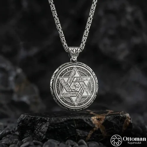 2 İsimli Dualı Kapaklı Gümüş Madalyon Kolye