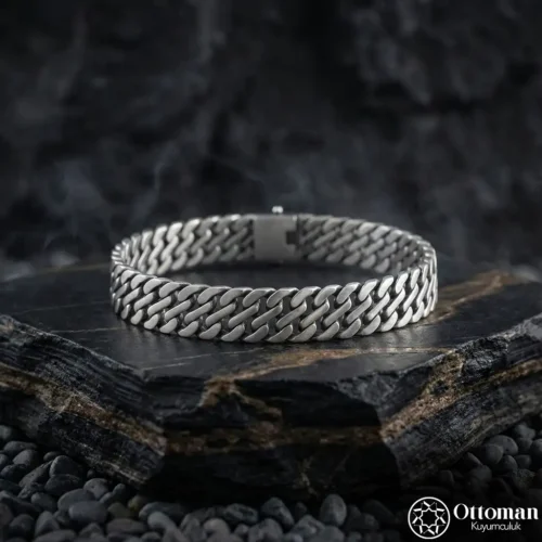 Vakur Zincir Gümüş Bileklik Modeli