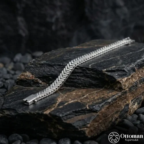 İstikrar Ok Desen Gümüş Bileklik Modeli