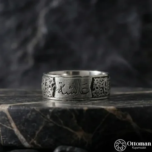 Bombeli Gravürlü Gümüş Erkek Alyans