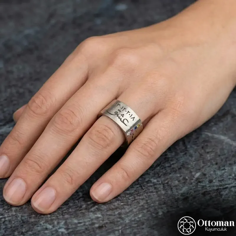 Kişi Sevdiğiyle Beraberdir Yazılı Gümüş Kadın Alyans