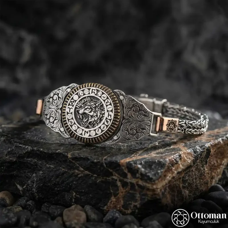 Kişiye Özel Bozkurt Gümüş Erkek Bileklik