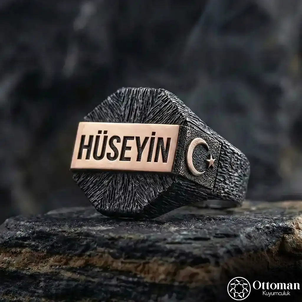 Oxidized Personalized Silver Ring