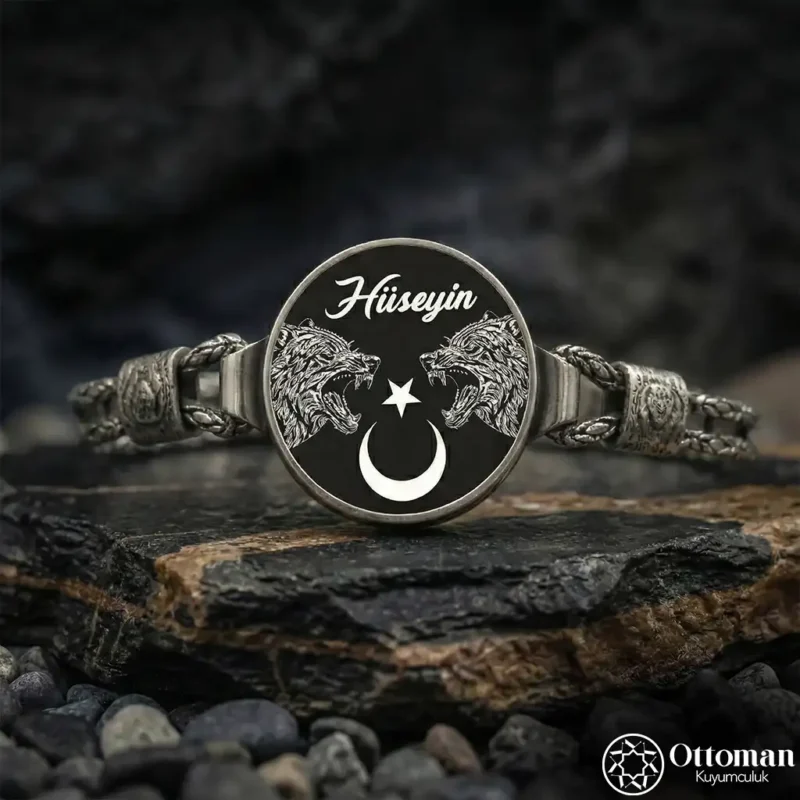 3 Bozkurt Ay Yıldız Gümüş Bileklik