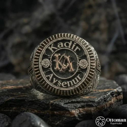 3 İsimli ve Harfli Gümüş Yüzük