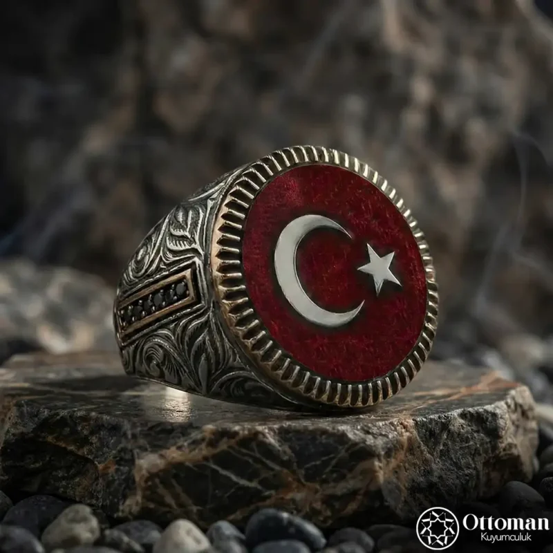 3 Ay Yıldızlı Gümüş Yüzük