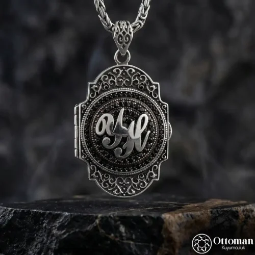 Harfli Fotoğraflı Gümüş Kolye