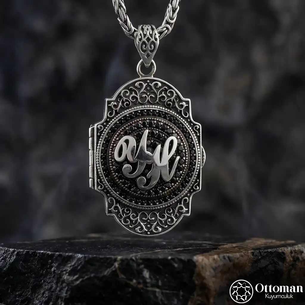 Initial Photo Silver Necklace