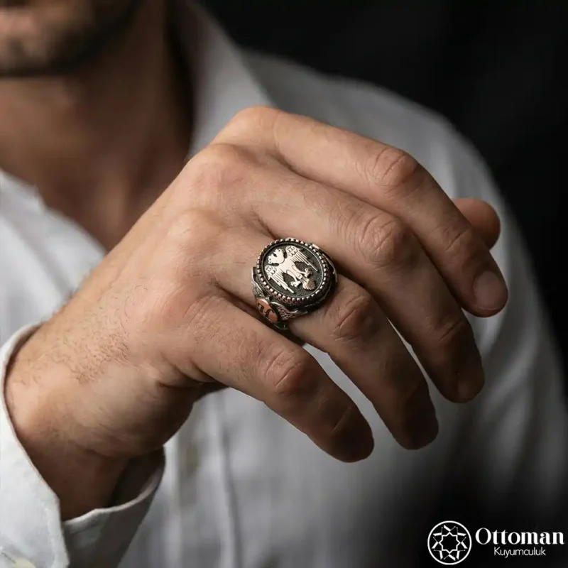 Selçuklu Kartalı Harfli Gümüş Yüzük