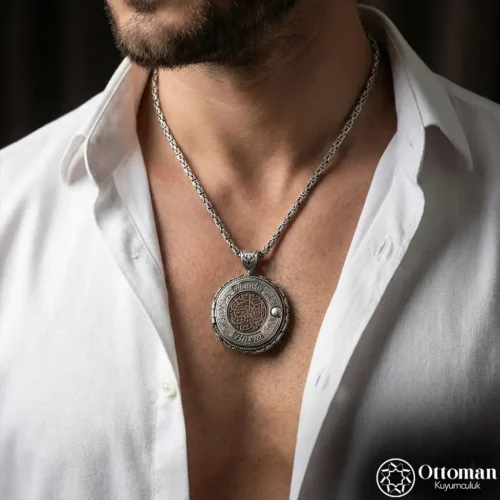 3 İsimli Dualı Kapaklı Gümüş Madalyon Kolye