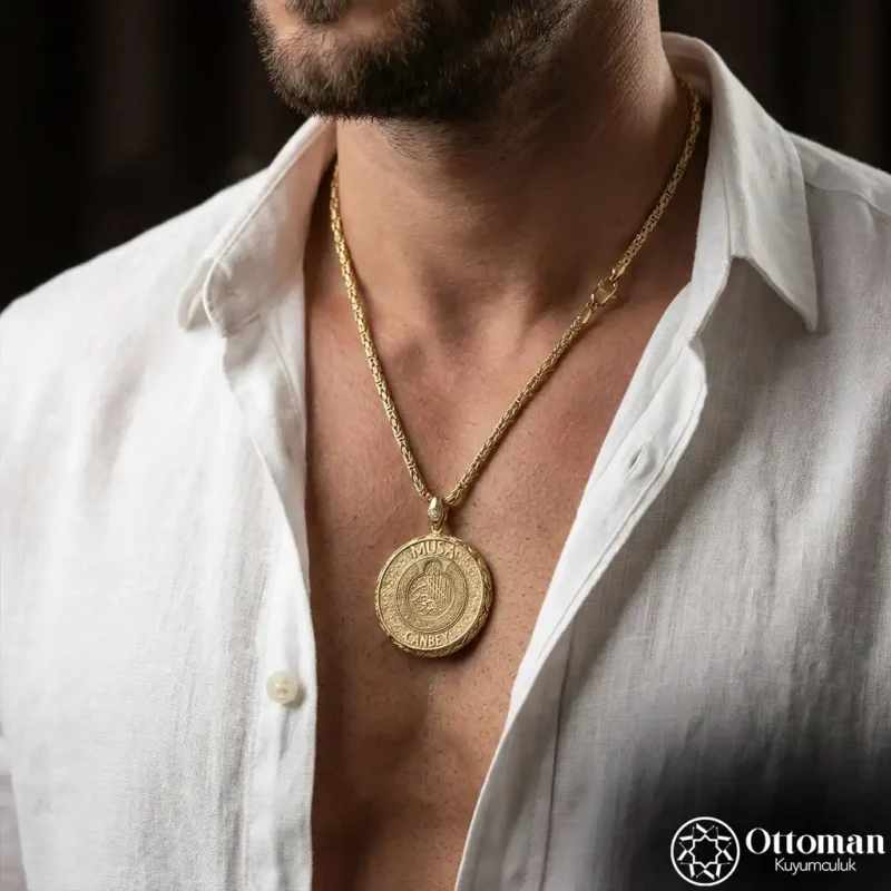 İsimli Ayetel kürsi Gold Kaplama Gümüş Madalyon Kolye