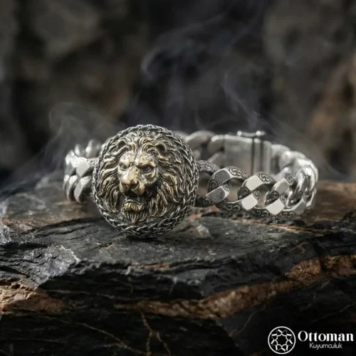 Aslan Figürlü Gümüş Bileklik