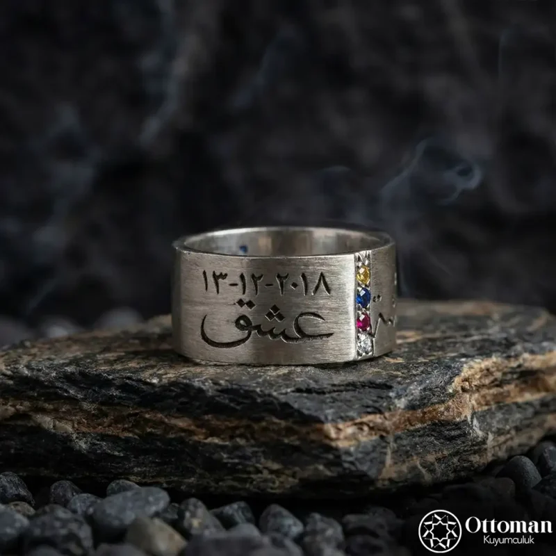 Kişi Sevdiğiyle Beraberdir Yazılı Gümüş Kadın Alyans