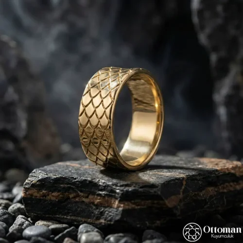 Yılan Desenli Gümüş Kadın Alyans