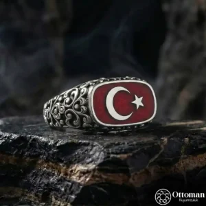 Ay Yıldızlı Gümüş Yüzük