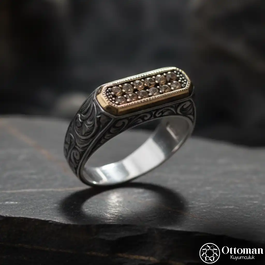 Mikro Stone-set Elegant Silver Ring