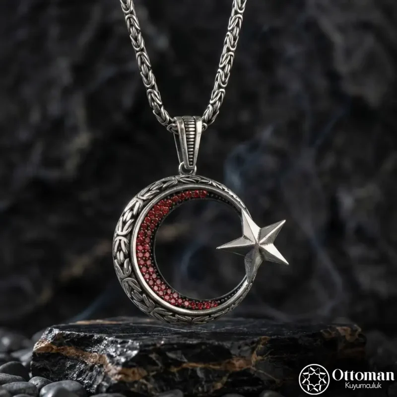 Ay Yıldız Gümüş Kolye ve Bileklik Set