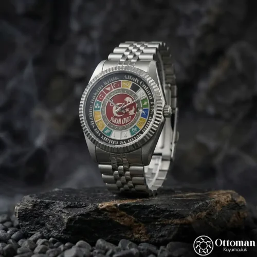 16 Türk Devleti Gümüş Kadranlı Erkek Kol Saati