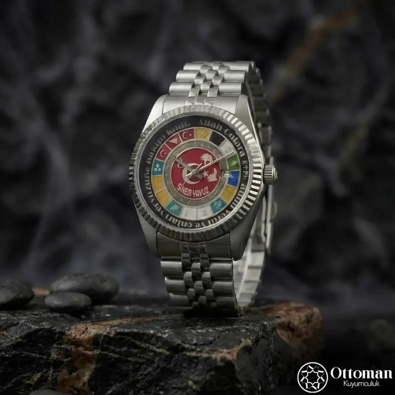 16 Türk Devleti Gümüş Kadranlı Kol Saati Seti